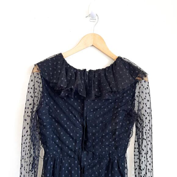 Vintage Vera Hicks Whimsigoth Lace Ruffle Dress Size M Black Sheer Vamp Fairy - Picture 4 of 10